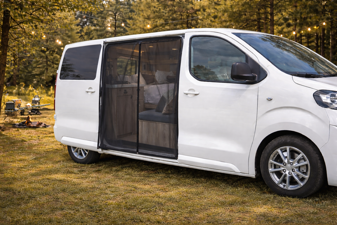 Renault Trafic Moskitonetz Schiebetür rechts (2014-heute) - Magnet Insektenschutz mit Reißverschluss
